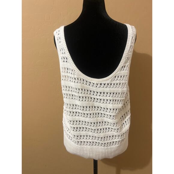 Crochet Knit Tank Top XL Beachy Boho Cottage Granny Chic Eyelet Lagenlook Layer - Picture 3 of 6